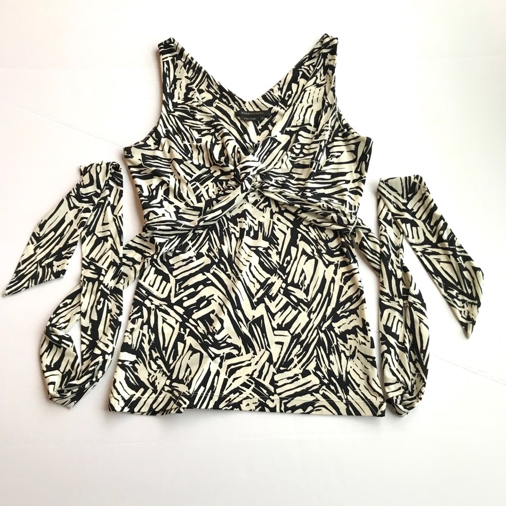 BCBG Fitted Sleeveless Top with Waist Tie